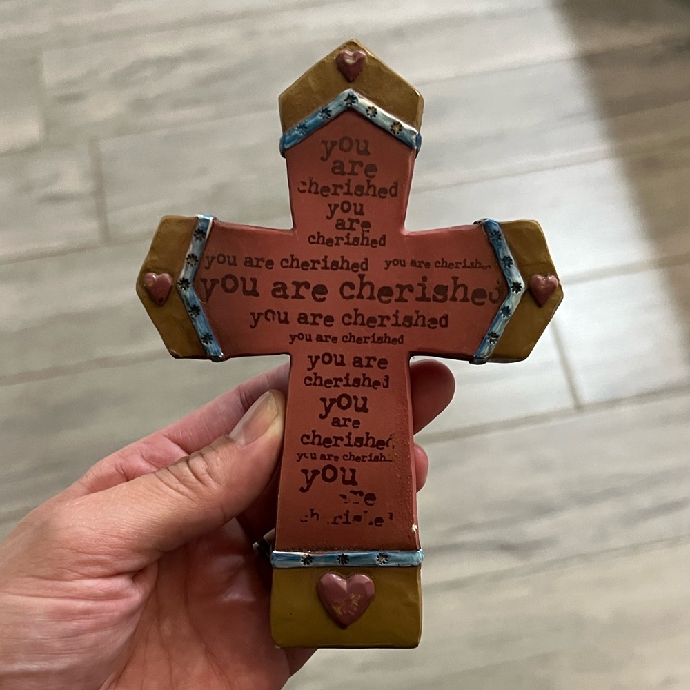 Inspirational Cross with Heart Details